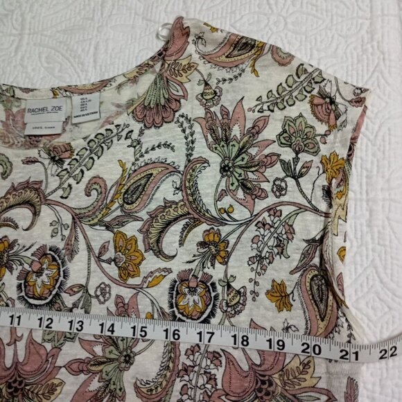 Rachel Zoe Womens Floral 100% Linen Blouse Top Size L Bohemia - Picture 7 of 8